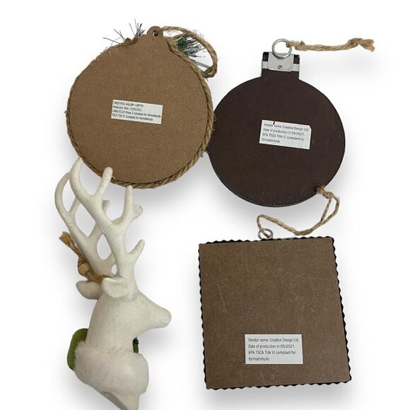 Woodland Christmas Ornaments Set of 4 Rustic Farmhouse Holiday Decor #7 - Picture 2 of 3